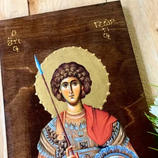 Άγιος Γεώργιος Ο Τροπαιοφόρος Χειροποίητη Εικόνα Σε Ξύλο