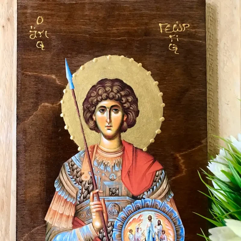 Άγιος Γεώργιος Ο Τροπαιοφόρος Χειροποίητη Εικόνα Σε Ξύλο