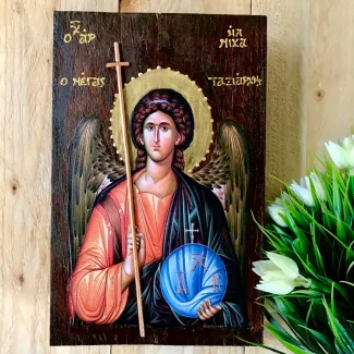 Αρχάγγελος Μιχαήλ Χειροποίητη Εικόνα Σε Ξύλο