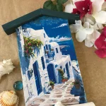 Χειροποίητη Ξύλινη Κλειδοθήκη Santorini 13x23cm