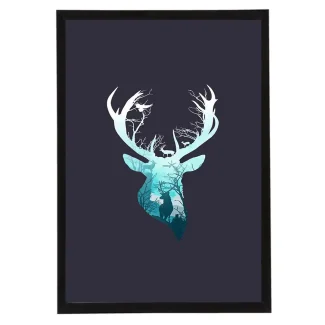 Bookish Poster Blue Deer 21x30cm