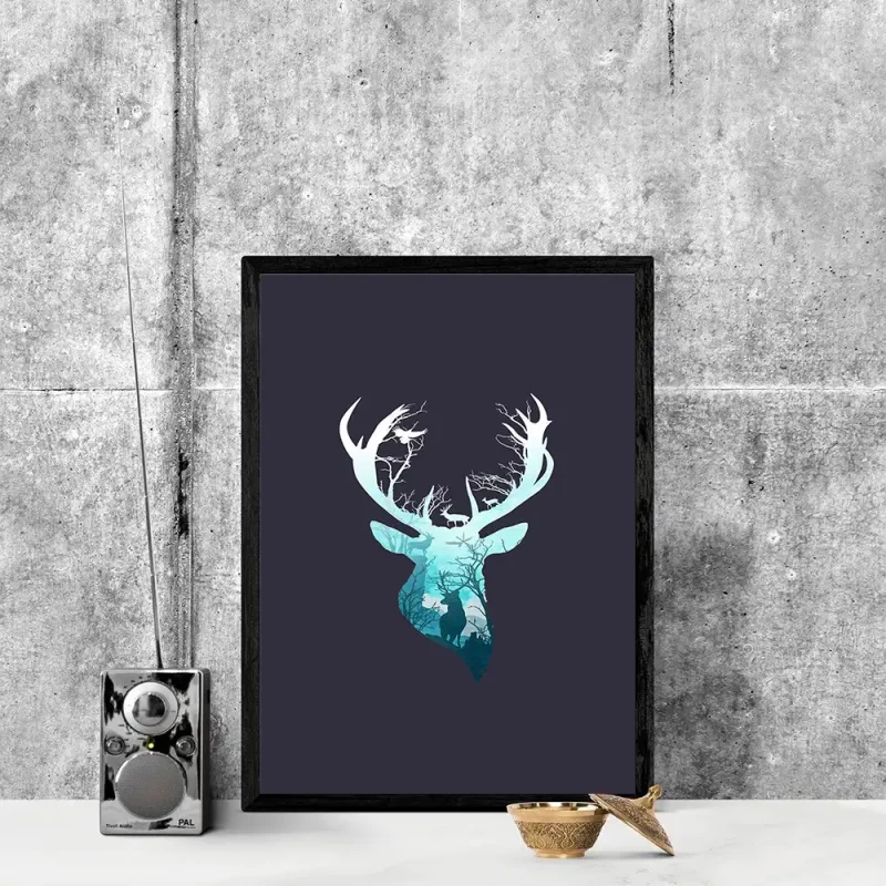 Bookish Poster Blue Deer 21x30cm