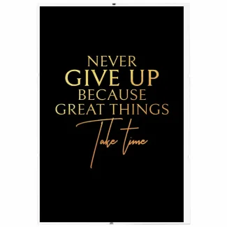 Never Give Up Inspirational Quote Σε Γυάλινη Κορνίζα