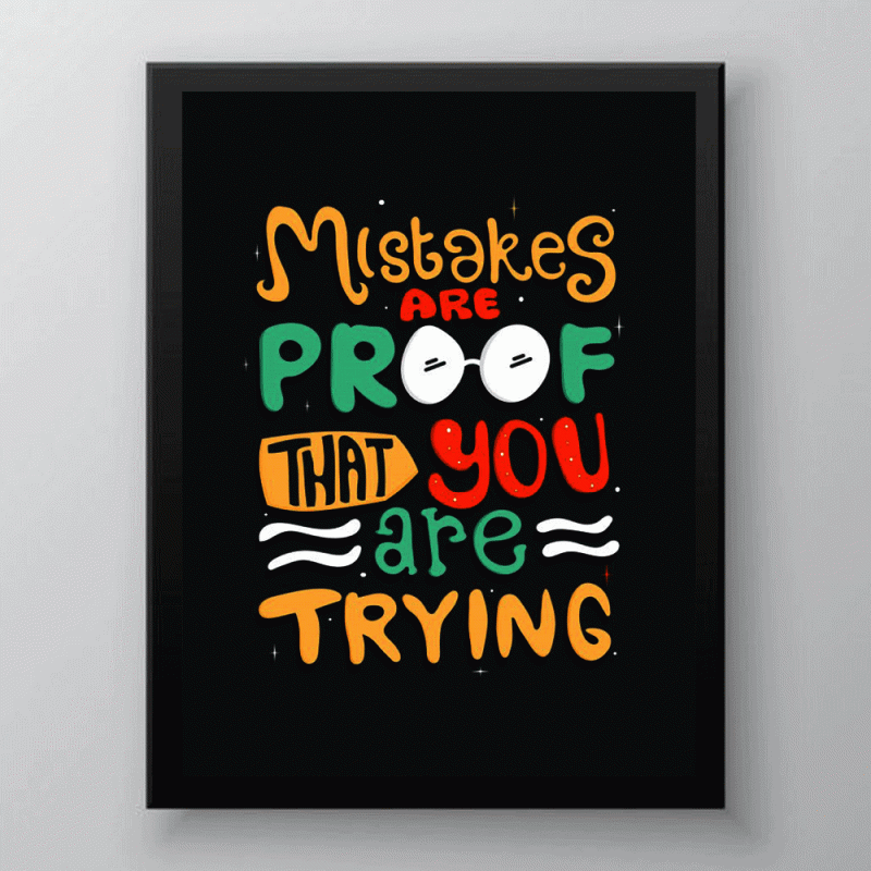 Inspirational Poster "TRYING" Σε Πλαστική Κορνίζα 21x30