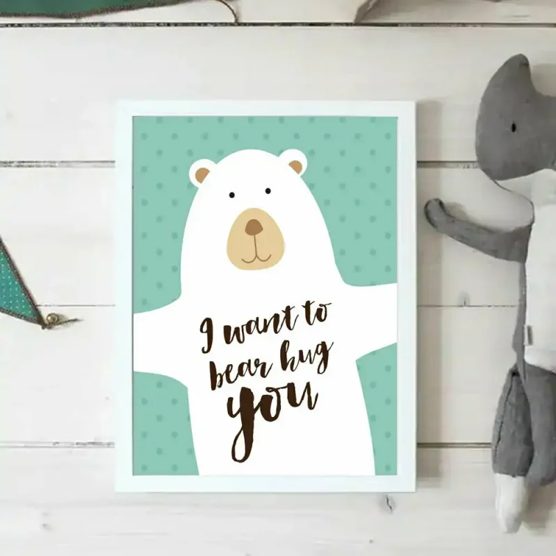 Bear Hug You! Σετ 2 Παιδικά Καδράκια 21x30cm