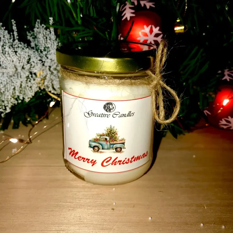 Χριστουγεννιάτικο Αρωματικό Κερί Σόγιας Merry Christmas