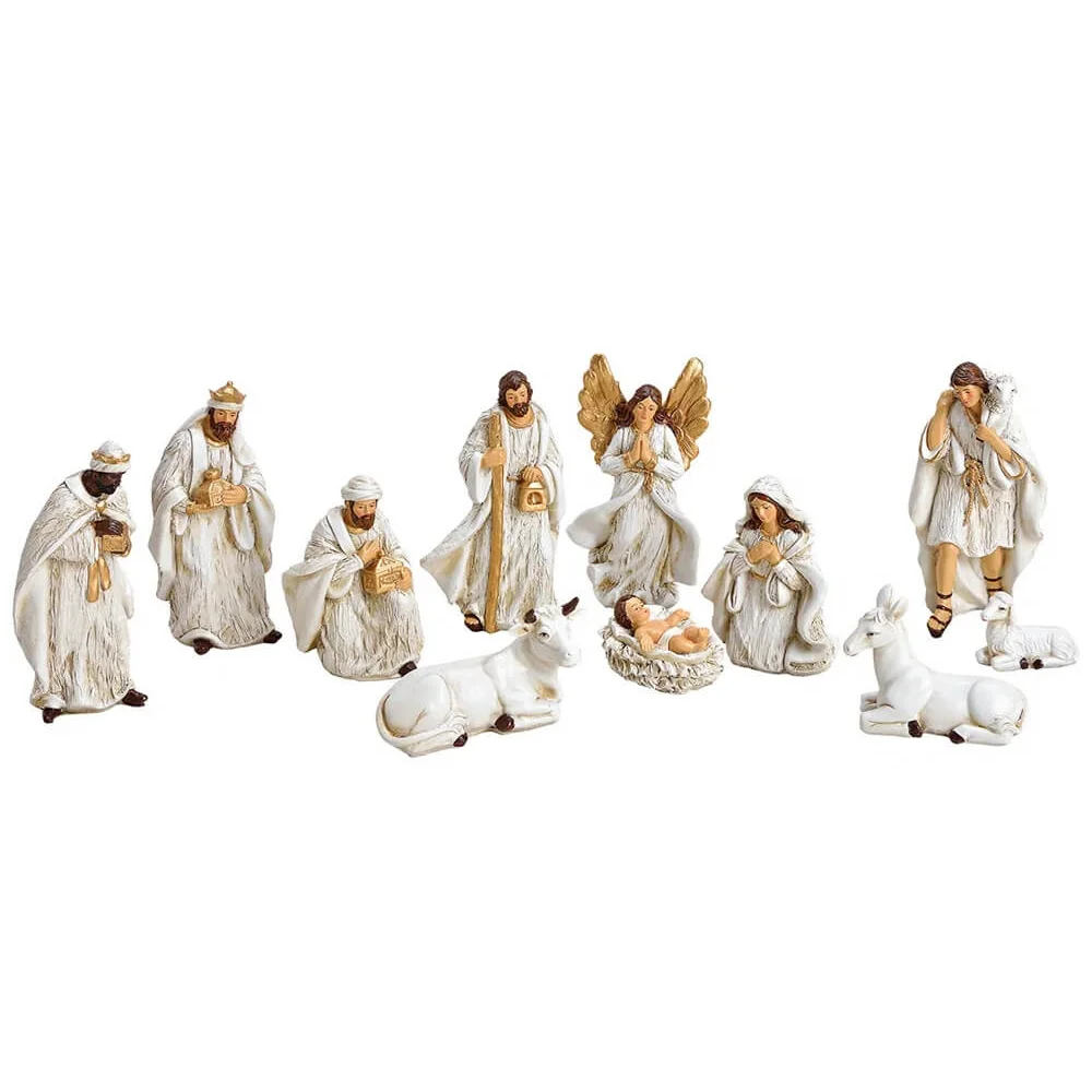 ΧΡΙΣΤΟΥΓΕΝΝΙΆΤΙΚΕΣ ΦΙΓΟΎΡΕΣ NATIVITY FIGURES SET OF 11, POLY, ANTIQUE WHITE, (