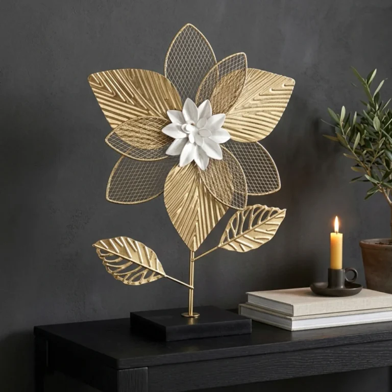 Διακοσμητικό Επιτραπέζιο 66540 22×10×32cm Χρυσό, Λευκό Keskor