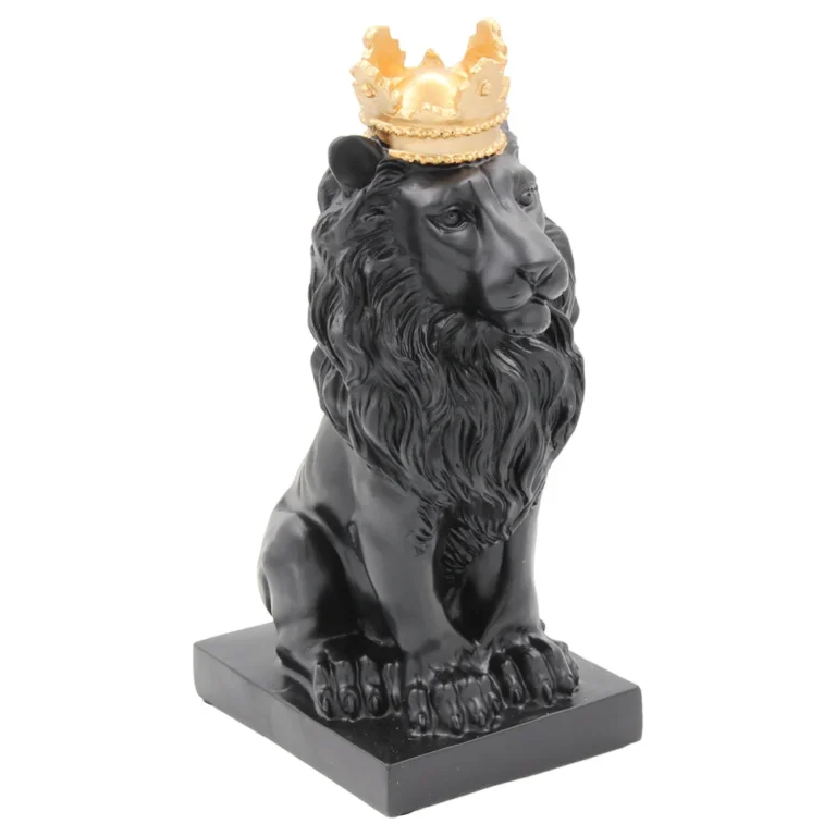 Διακοσμητικό Λιοντάρι Polyresin 72312-3 11,5×17×28 cm Μαύρο / Χρυσό Keskor