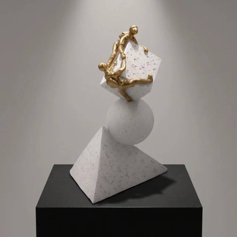 Διακοσμητικό Επιτραπέζιο 72345-2 11×15×25cm Χρυσό, Λευκό Keskor