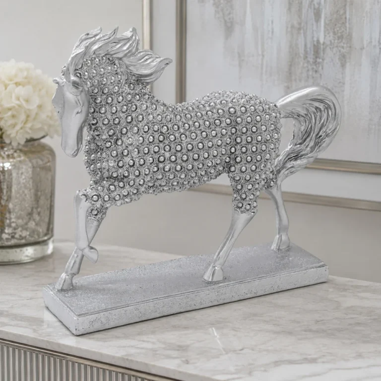 Άλογο Διακοσμητικό Με Γκλίτερ 41739-62 25×6×22cm Ασημί Keskor