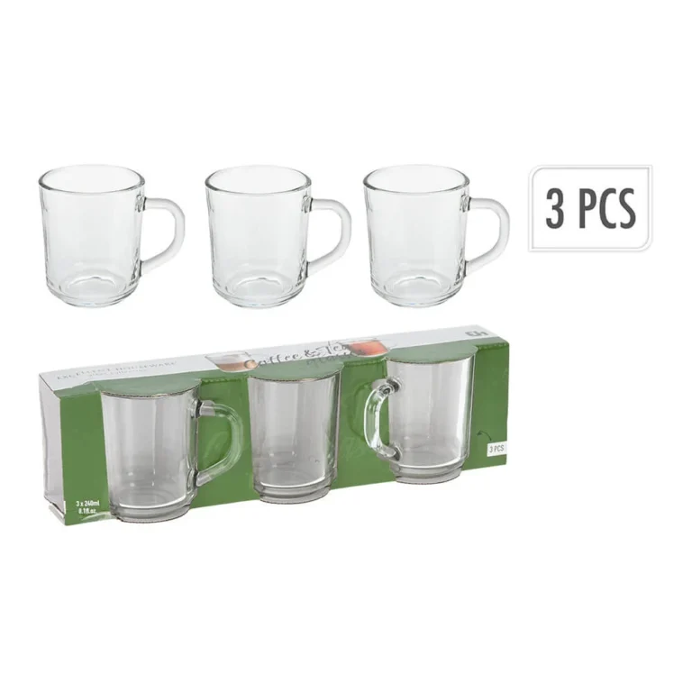 Σετ Κούπες Γυαλί (Σετ 3τμχ) YE5000040 240ml Clear Box37211 The Netherlands