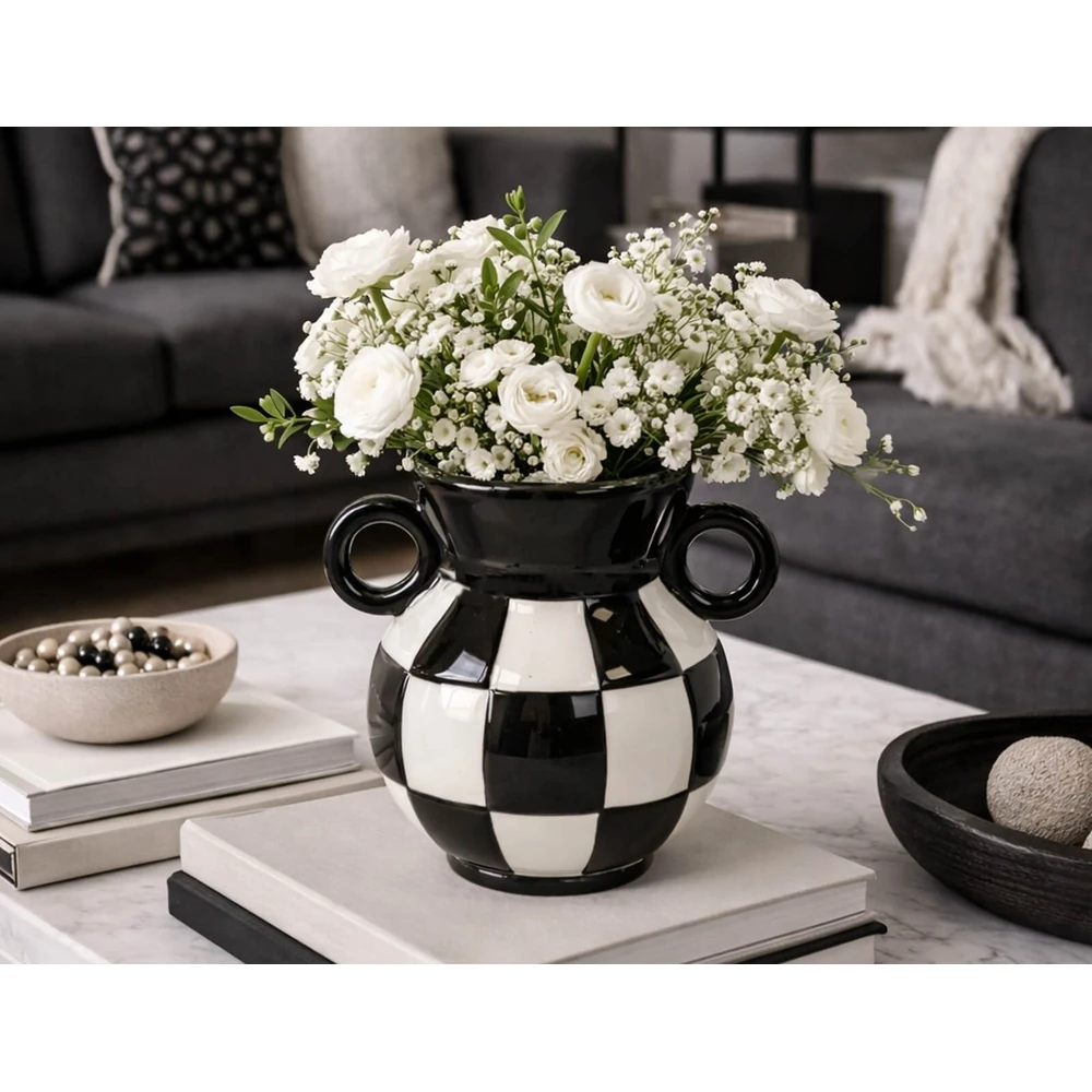 Βάζο Jug 17cm White Black Housevitamin-2