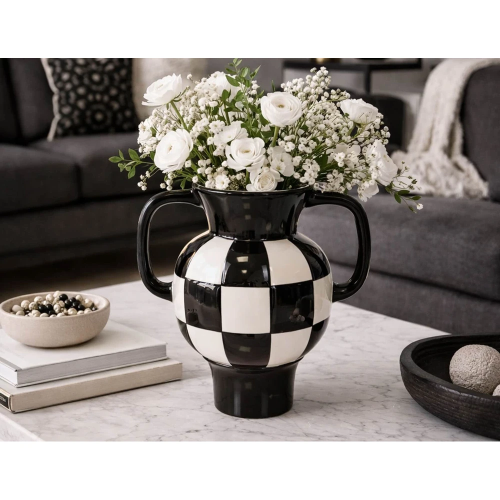 Βάζο Jug 365600172 22cm White - Black Housevitamin
